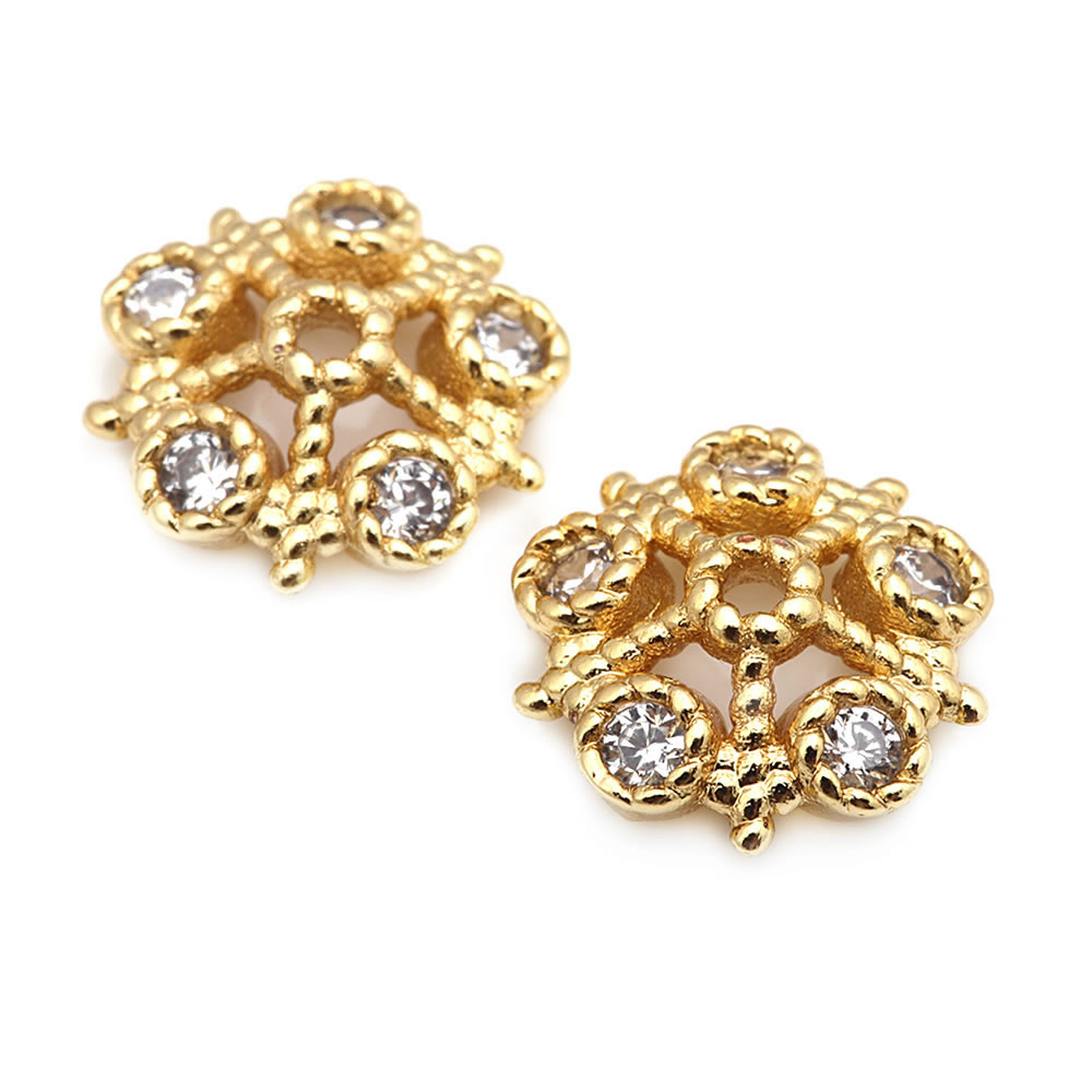 18k cor dourada latão e zircão - Flower Supplies avaliação e preço