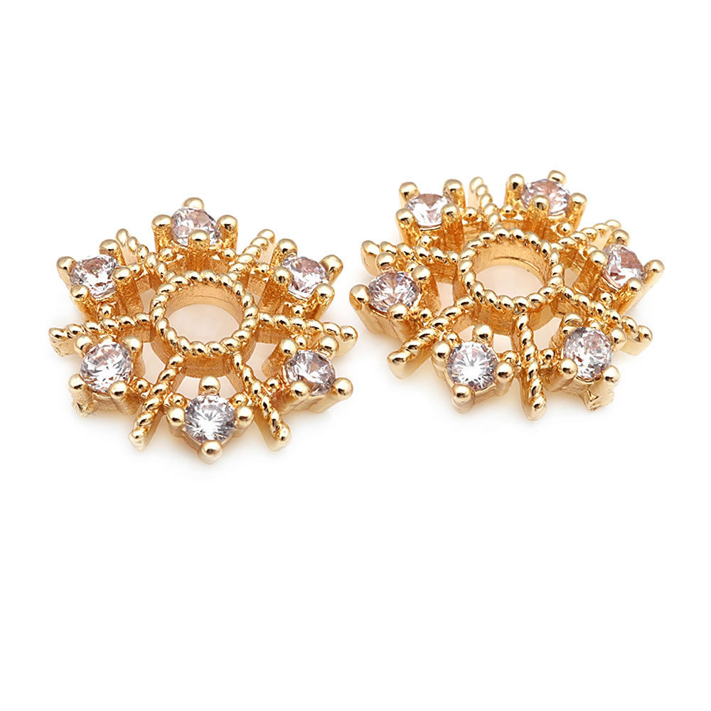 18k cor dourada latão e zircão - Flower Supplies avaliação e preço